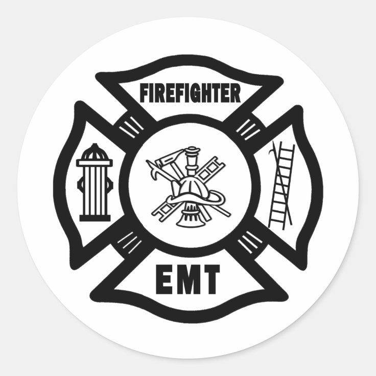Firefighter EMT Classic Round Sticker | Zazzle