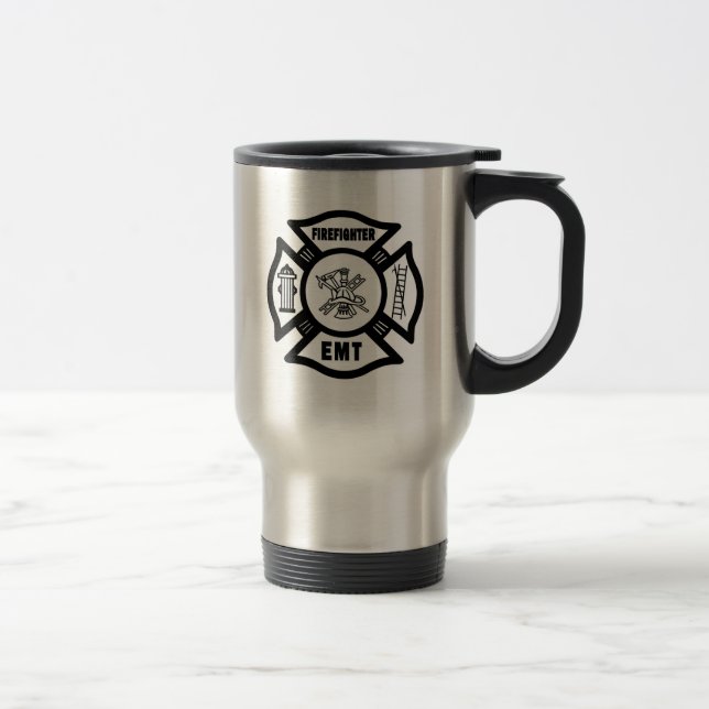 FIREFIGHTER EMT MALTESE CROSS TRAVEL MUG! TRAVEL MUG (Right)