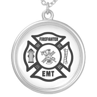 Firefighter EMT Silver Plated Necklace