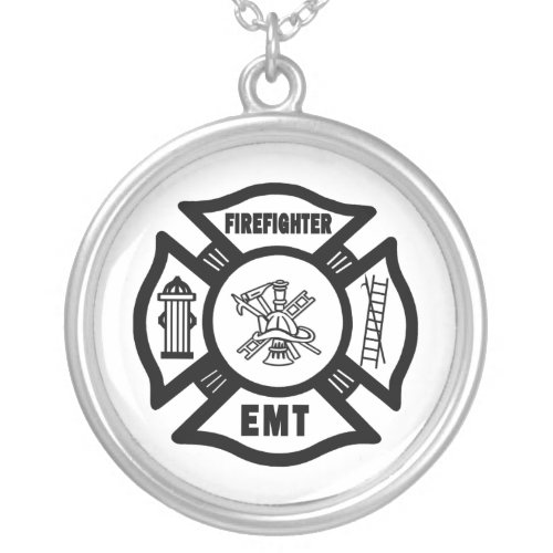 Firefighter EMT Silver Plated Necklace