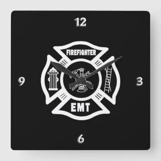 Firefighter EMT Square Wall Clock