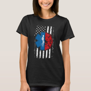 Firefighter Emt Us Flag Emt Firefighter Ems 3 T-Shirt
