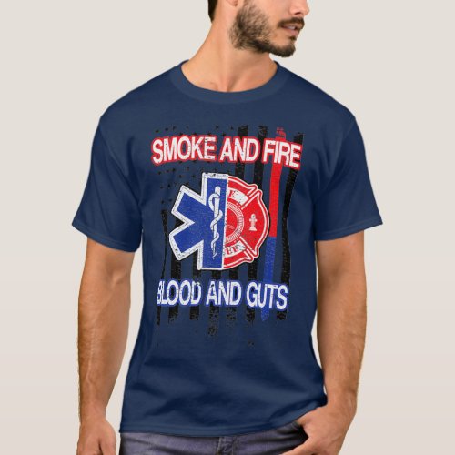 Firefighter EMT US Flag Firefighter Paramedic EMS  T_Shirt