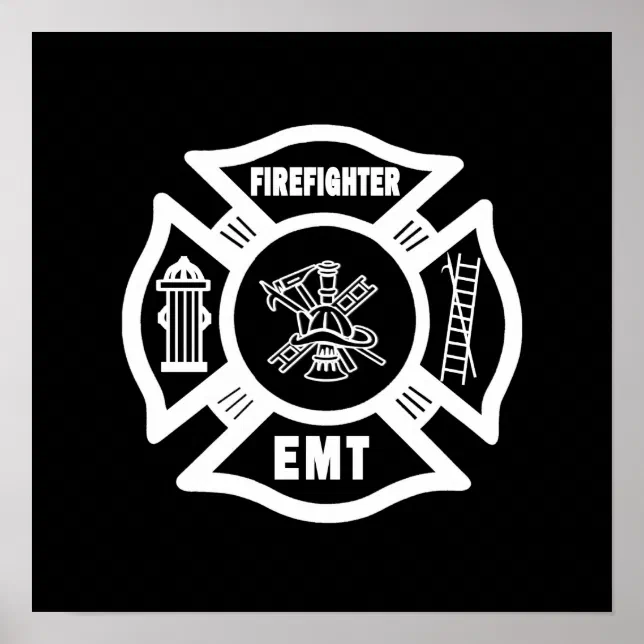 Firefighter EMT White Poster | Zazzle
