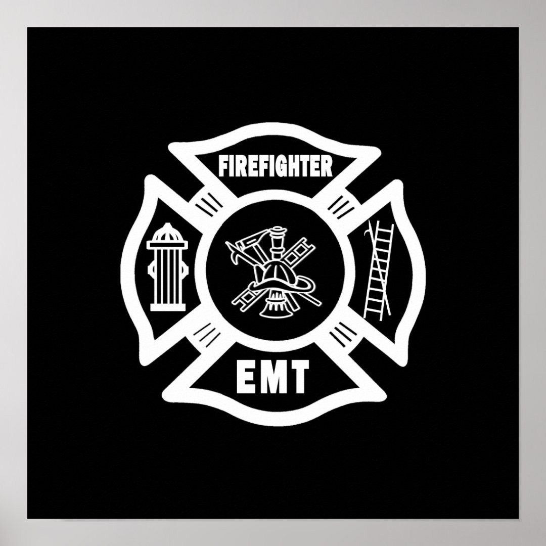 Firefighter EMT White Poster | Zazzle