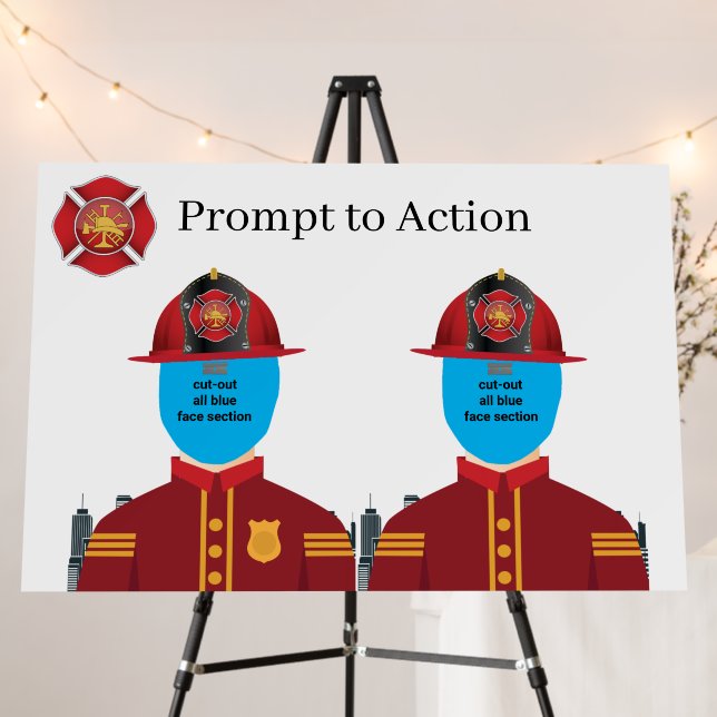 Firefighter Face in Hole Photo Booth Cut-out  Foam Board (In Situ (Stand))