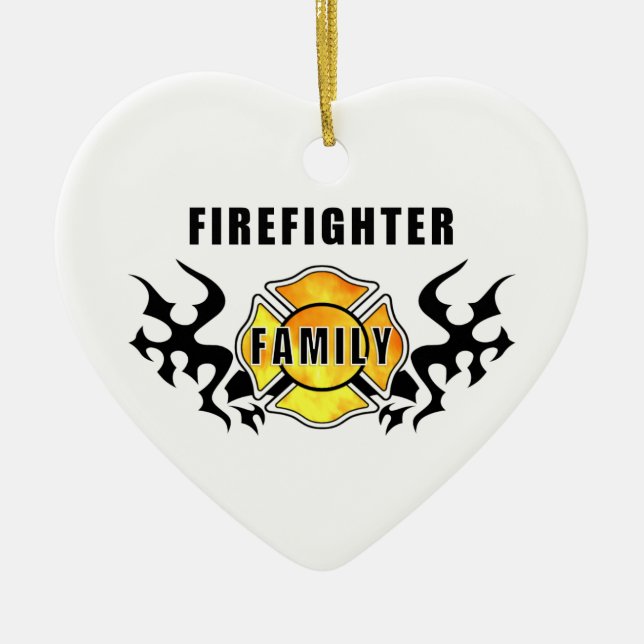 Firefighter Family Ceramic Ornament (Front)
