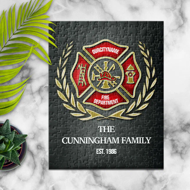 Firefighter Family Personalized Jigsaw Puzzle | Zazzle