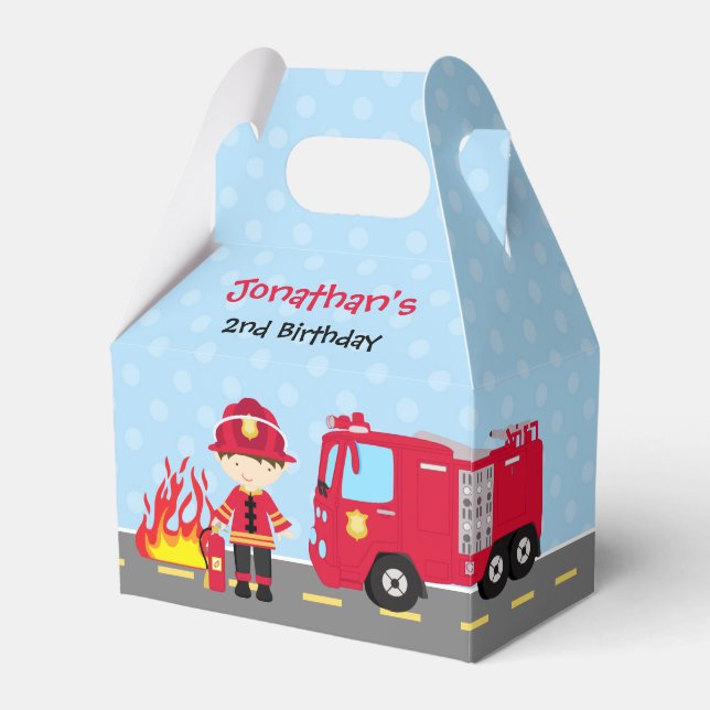 Firefighter Favor Box (Boys Birthday Fireman) (Front Side)