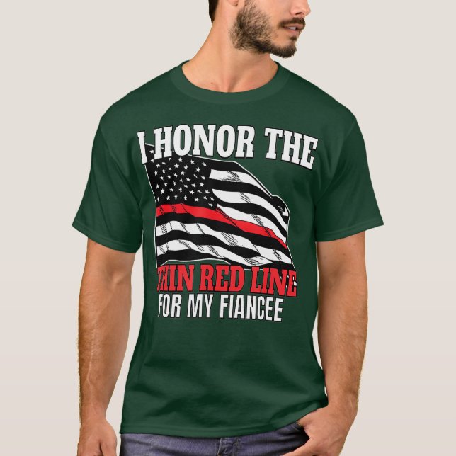 Firefighter Fiance or Fiancee Support Fiancee T-Shirt (Front)