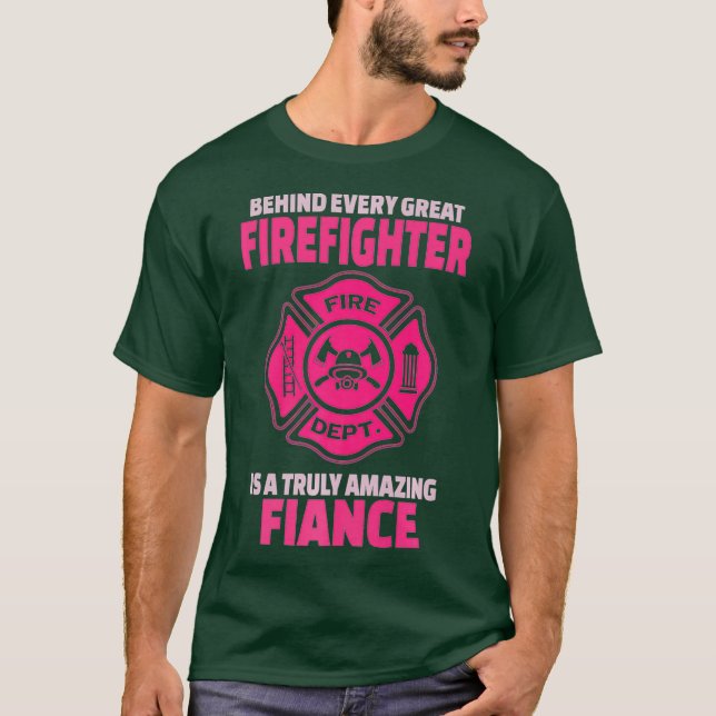 Firefighter Fiance  Support Fiancee or Fiance T-Shirt (Front)
