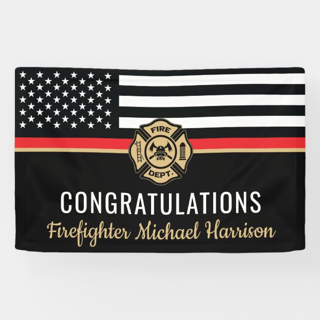 Firefighter Fire Academy Fireman Graduation Party Banner (Horizontal)