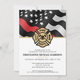 Firefighter Fire Academy Fireman Graduation Party Invitation