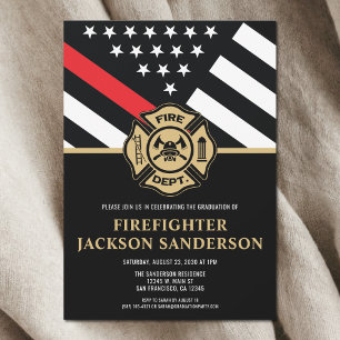 Firefighter Fire Academy Fireman Graduation Party Invitation