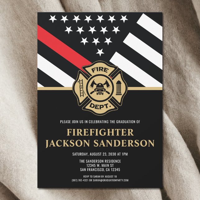 Firefighter Fire Academy Fireman Graduation Party Invitation (Firefighter Fire Academy Fireman Graduation Party Invitation)