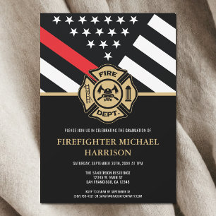 Firefighter Fire Academy Fireman Graduation Party Invitation