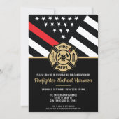 Firefighter Fire Academy Flag Fireman Graduation Invitation (Front)