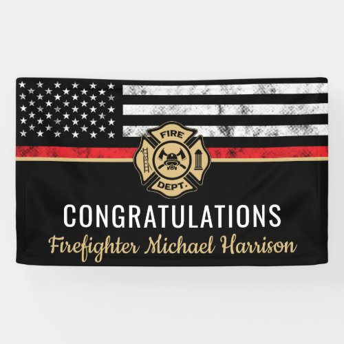 Firefighter Fire Academy Flag Graduation Party Banner