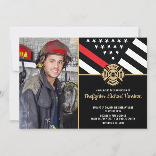 Firefighter Fire Academy Graduation Fireman Photo Announcement