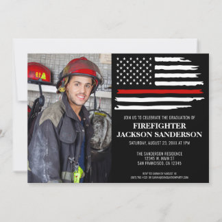 Firefighter Fire Academy Graduation Fireman Photo Invitation