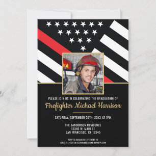 Firefighter Fire Academy Graduation Fireman Photo Invitation