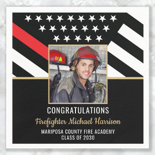Firefighter Fire Academy Graduation Fireman Photo Napkins