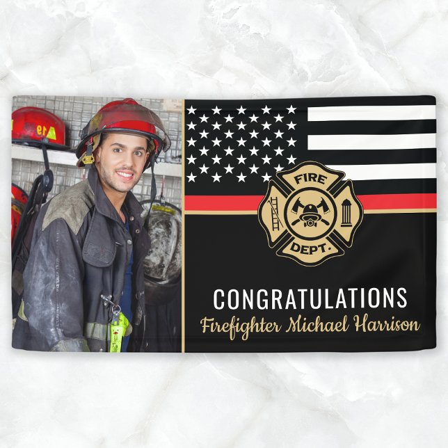 Firefighter Fire Academy Graduation Flag Photo Banner (Firefighter Fire Academy Graduation Flag Photo Banner)