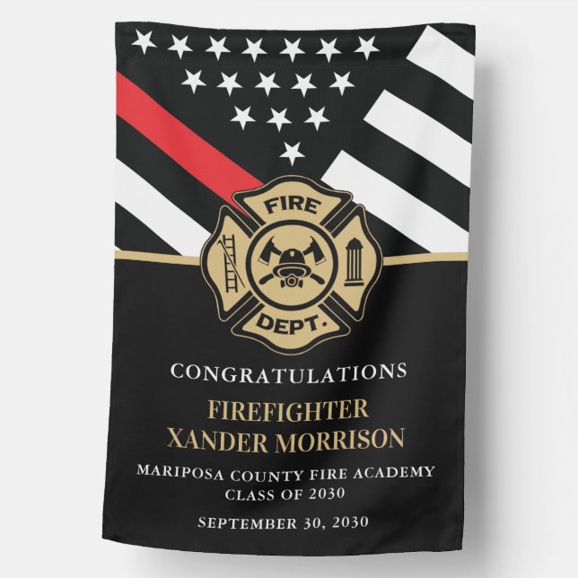 Firefighter Fire Academy Graduation Party House Flag (Front)