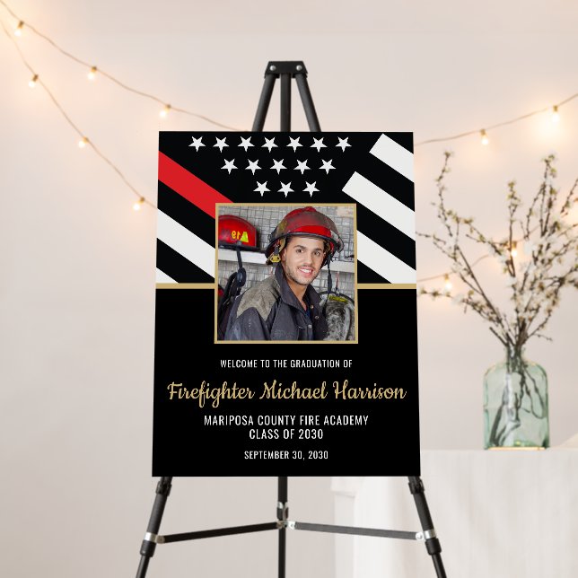 Firefighter Fire Academy Graduation Party Photo Foam Board (In Situ (Stand))