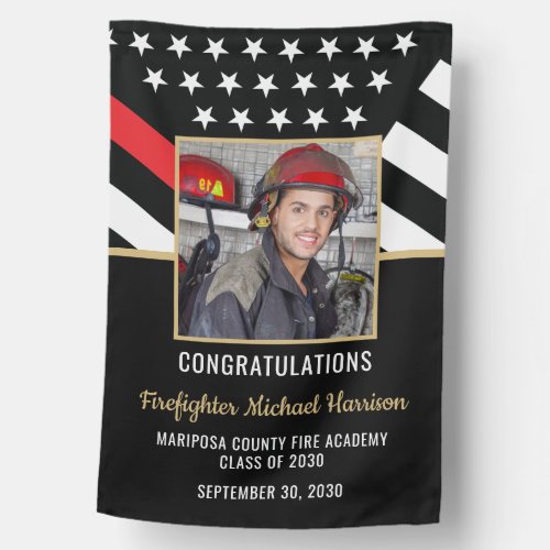 Firefighter Fire Academy Graduation Party Photo House Flag