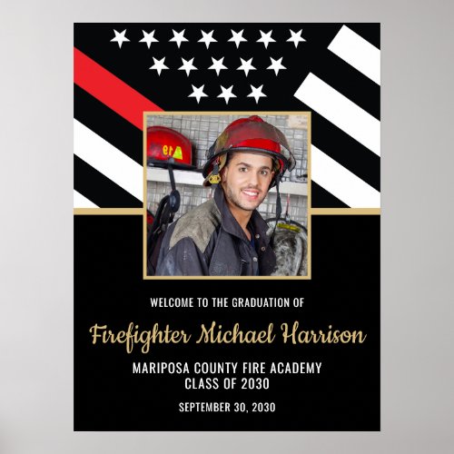 Firefighter Fire Academy Graduation Party Photo Poster