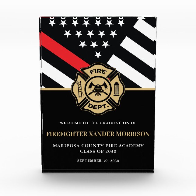 Firefighter Fire Academy Graduation Party Welcome Photo Block (Front)