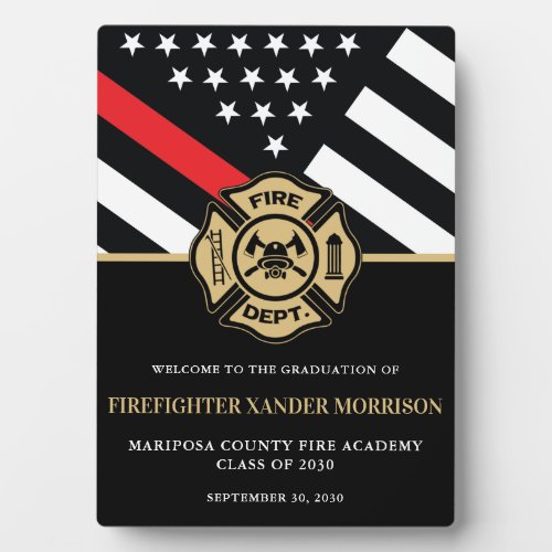 Firefighter Fire Academy Graduation Party Welcome Plaque