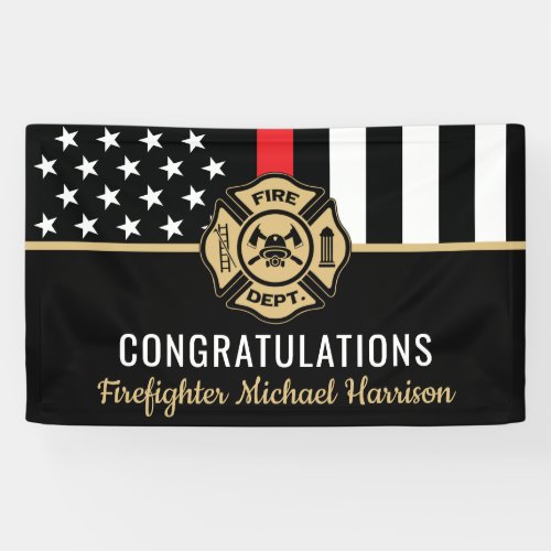 Firefighter Fire Academy Graduation Red Line Flag  Banner