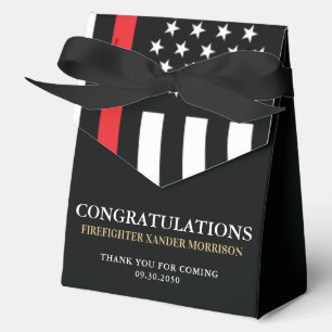 Firefighter Fire Academy Graduation Red Line Flag Favor Boxes