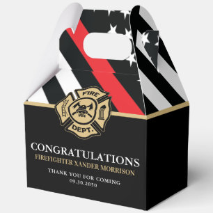Firefighter Fire Academy Graduation Red Line Flag Favor Boxes