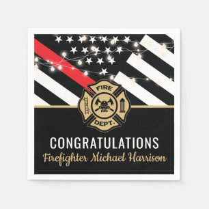 Firefighter Fire Academy Graduation Red Line Flag Napkins