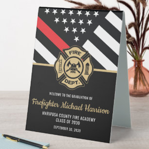 Firefighter Fire Academy Graduation Welcome Table Tent