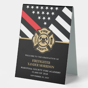 Firefighter Fire Academy Graduation Welcome Table Tent