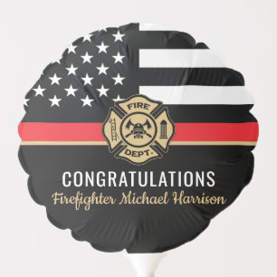 Firefighter Fire Academy Red Line Flag Graduation Balloon