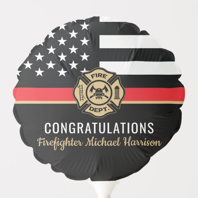 Firefighter Fire Academy Red Line Flag Graduation Balloon (Front)