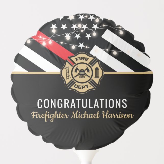 Firefighter Fire Academy Red Line Flag Graduation Balloon (Front)