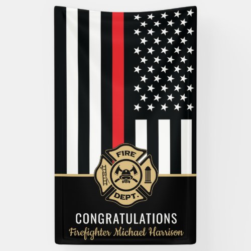 Firefighter Fire Academy Red Line Flag Graduation Banner