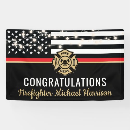 Firefighter Fire Academy Red Line Flag Graduation Banner
