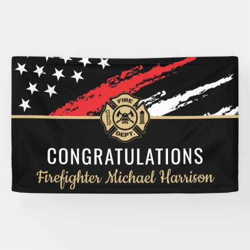 Firefighter Fire Academy Red Line Flag Graduation Banner