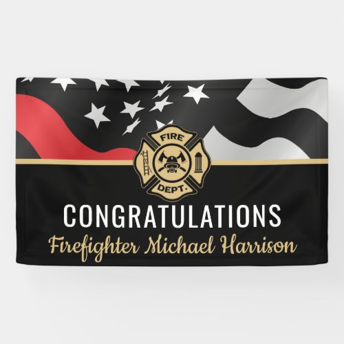 Firefighter Fire Academy Red Line Flag Graduation Banner