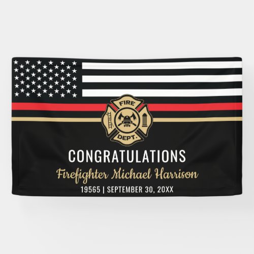 Firefighter Fire Academy Red Line Flag Graduation Banner