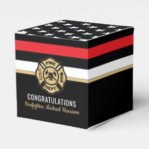 Firefighter Fire Academy Red Line Flag Graduation Favor Boxes