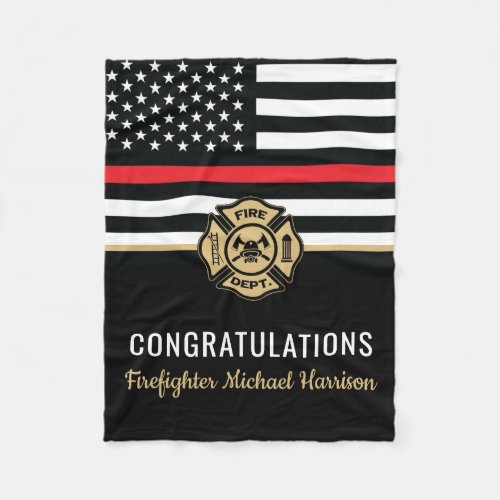 Firefighter Fire Academy Red Line Flag Graduation  Fleece Blanket