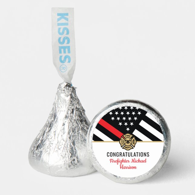 Firefighter Fire Academy Red Line Flag Graduation Hershey®'s Kisses® (Front)